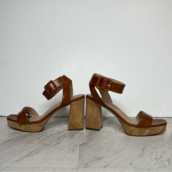 27 Edit Jaselle Brown Leather Heeled Sandal 9 1/2 M - Picture 7 of 14